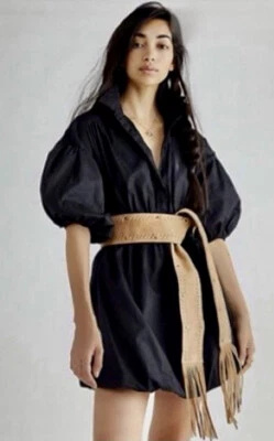 Free People Blaire Fringe Wrap Belt Suede Studded Wide Tie Waist Tan O/S NEW - Image 1 of 4