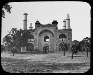 THE SOUTH GATE AKBARS TOMB SIKANDRA INDIA C1890 Magic Lantern Slide PHOTO - Picture 1 of 3