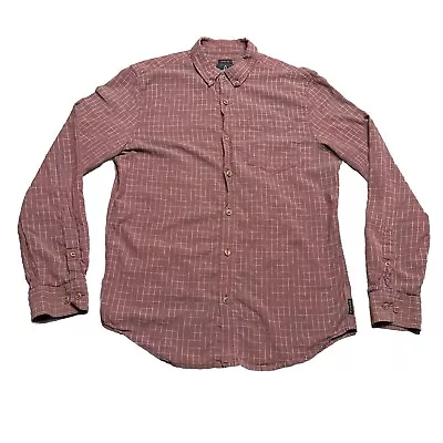 prAna Flannel Shirt Mens M Windowpane Red Maroon Button Up Outdoor Slim Fit - Image 1 of 4