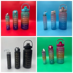 3-Pack SPECIAL - Motivational Water Bottle Set 10+ Colors Bulk 2L Liter Bottles - Picture 1 of 15