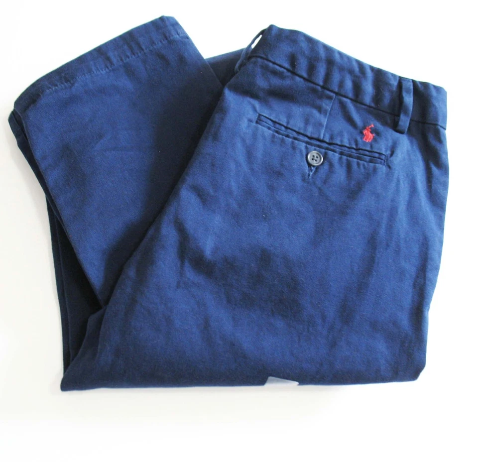Pantalones chinos Ralph Lauren Big Boys ajustados azul marino francés talla 20 - nuevos con etiquetas Foto 1 de 1