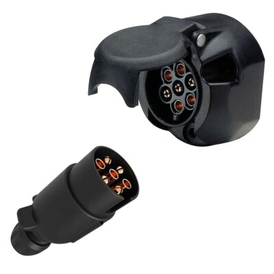Corpo in plastica prese rotonde 7 poli 12V con spina a 7 pin per rimorchi - Immagine 1 di 4