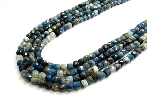 Natural Faceted Cube Blue Sapphire Beads - Genuine Sapphire Gemstone - PGS262 - Picture 1 of 3