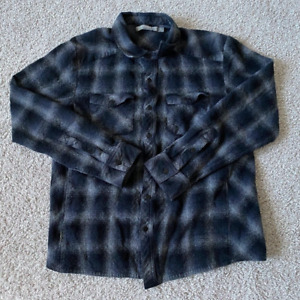 Icebreaker Shirt Mens Large Button Up L/S Gray Plaid Wool Outdoor Hiking Flannel