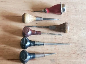Stanley + Crescent Scratch Awls Plus Red Handle Metal Cap Ice Pick Vintage Lot - Picture 1 of 22