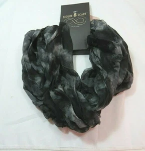 Infinity Circle Figure 8 Loop Polyester Scarf Gray Black Blend 30 Inches By 70" - Picture 1 of 4