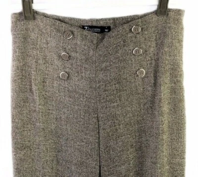 Pantalones militares con botones para mujer talla 8 pierna ancha carrera negocios 7th Avenue traje Foto 1 de 4