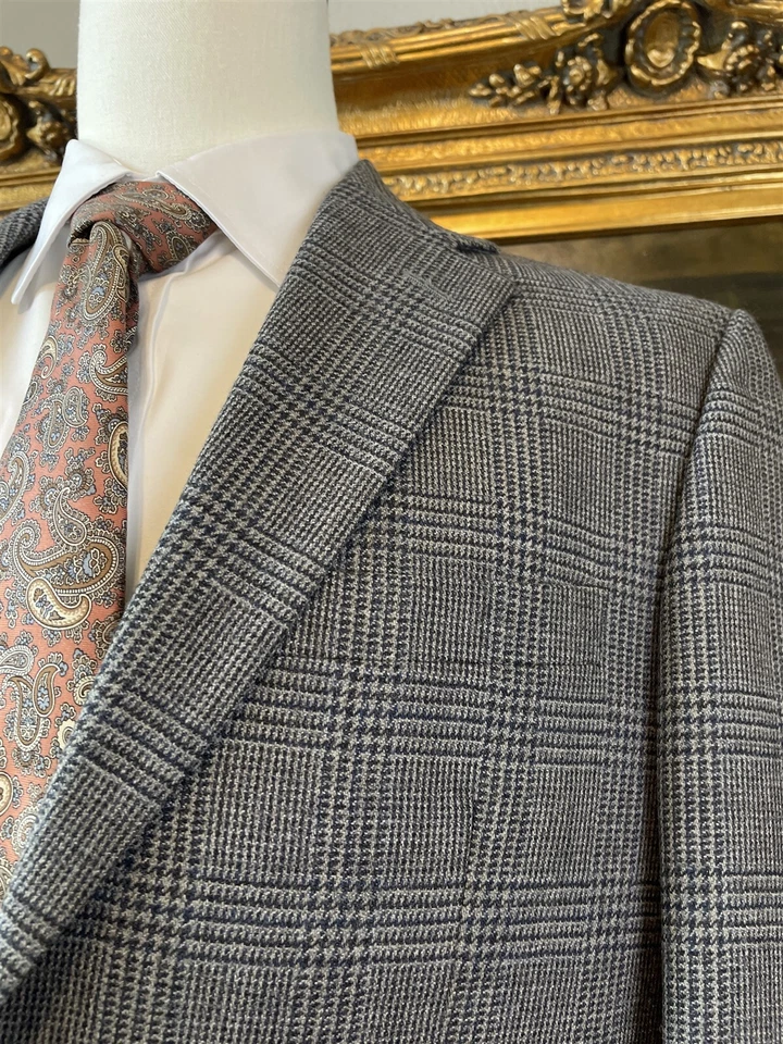 Blazer Chaqueta Deportiva Pronto Uomo 40R Gris Glen Check 100% Lana de Cordero Tweed 2Btn Foto 1 de 4