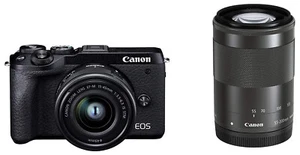 Canon Mirrorless SLR Camera EOS M6 Mark II Double Zoom Kit Black EOSM6MK2BK-WZK - Picture 1 of 1