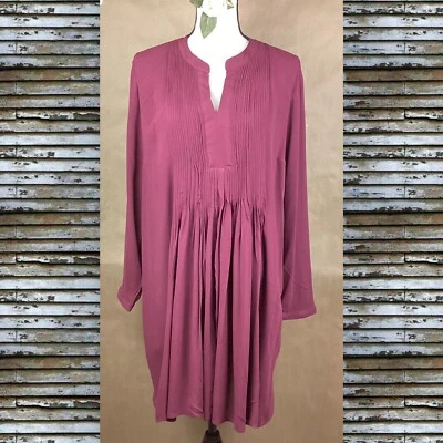 Antiguo Mini Vestido Babydoll Pintuck Azul Marino Calzoncillo Borgoña Boho Para Mujer Talla L ¡Nuevo! Foto 1 de 4