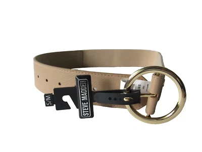 Cinturón de moda STEVE MADDEN para mujer talla S/M elástico trasero hebilla tono dorado tostado Foto 1 de 4