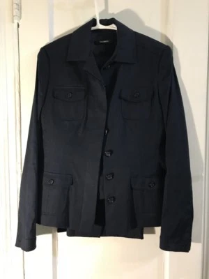 Tahari Dark Blue Blazer, Jacket Pant Suit Linen Blend Career Cocktail size6/8  - Image 1 of 4