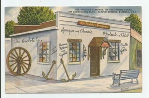 Anclote Company on the Sponge Docks Tarpon Springs Florida Postcard Unused Linen - Picture 1 of 2