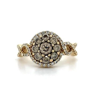 Le Vian 14k Honey Gold Chocolate Diamond Cluster W/ Vanilla Diamonds Ring - Picture 1 of 10