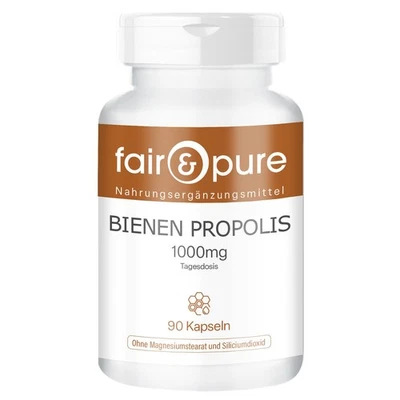 Bienen Propolis Extrakt 1000mg Tagesdosis, 90 Kapseln für 45 Tage, fair & pure - Bild 1 von 4