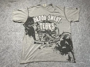 Vintage Blac Label Shirt Mens 3XL Gray Blood Sweat Tears Grunge Y2K Skater Tee - Picture 1 of 9