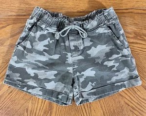 Justice Girls Camouflage Faded Shorts Elastic Waist W/ Drawstring Cuffed Size 12 - Picture 1 of 6