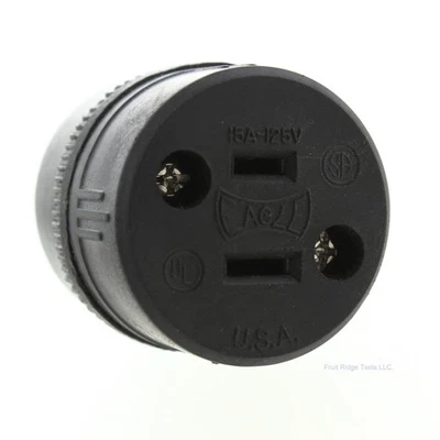 Eagle #254 Negro Hoja Recta Vinilo Hembra Cable Abrazadera Conector Polarizado 15A Foto 1 de 4