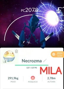 Shiny Necrozma Special Background + Lucky Trinket - Lv 50 + 3 Moves - Pokémon Go - Picture 1 of 1