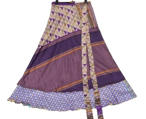 Sushila Vintage Silk Multi-Color Saree Magic Wrap Reversible Skirt Beach Dress - Picture 1 of 8
