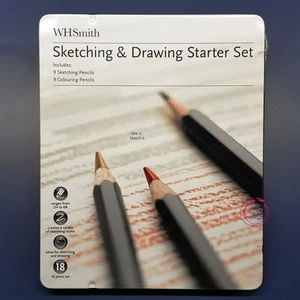 WHSmith Sketching & Drawing Starter Set With 9 Sketching & 9 Colouring Pencils - Picture 1 of 4