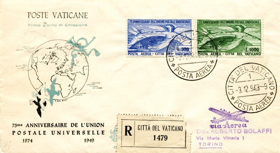 Vatican - U.P.U. Airmail its FDC - Image 1 of 1