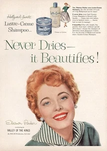 1954 Lustre Creme Shampoo: Eleanor Parker Vintage Print Ad - Picture 1 of 1