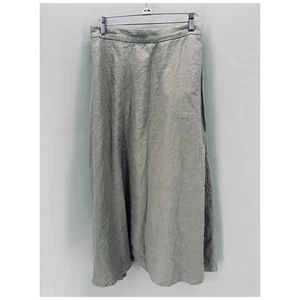 Muji Hemp Skirt Elastic Waist Midi Length Womens M Pale Green Modern Minimalist - Picture 1 of 10