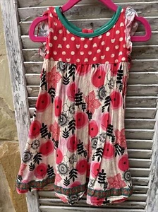 Matilda Jane Make Believe Glad Tidings Girls Dress Size 4 Red Cat Floral Print - Picture 1 of 7