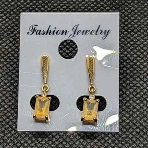 14K Yellow Gold Brazilian Fire Opals earrings vintage - Picture 1 of 5