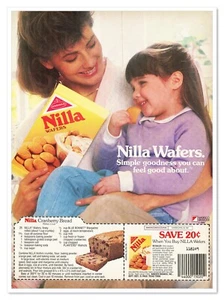 Receta de pan de arándano Nilla Wafers vintage 1986 anuncio de revista impreso en página completa - Imagen 1 de 4