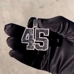 4.30CT Pave Set Round Cut Black Onyx Custom Initial Letter Hip Hop Men's Pendant - Picture 1 of 7