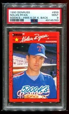 1990 Donruss #659 5000Ks ERROR Back Nolan Ryan PSA 9 - HOF Strikeout King!