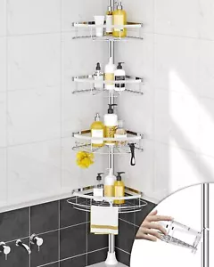 New- Rustproof Shower Corner Caddy Organizer for Bathroom, 4 Adjustable - Picture 1 of 5