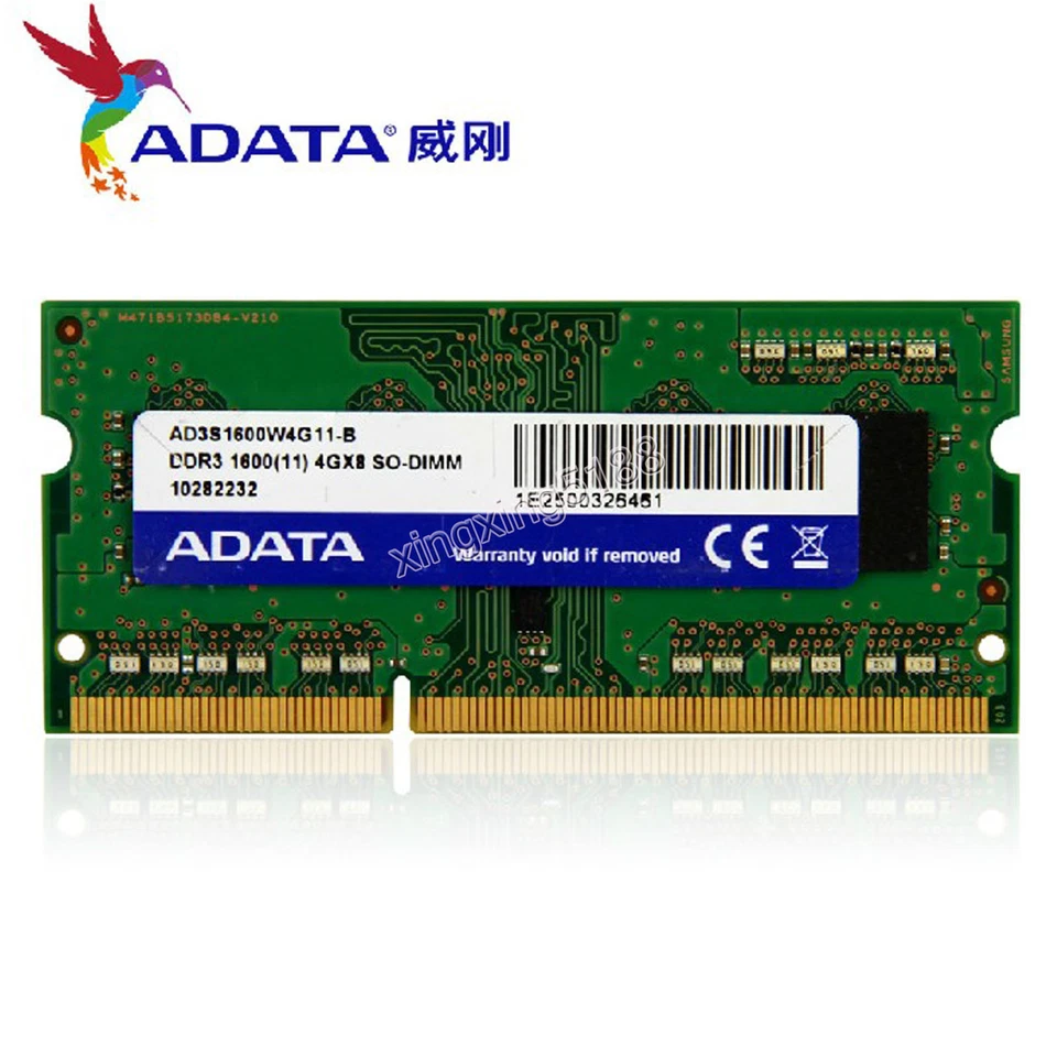 NEW For ADATA 4GB PC3-12800S DDR3 1600 MHz Laptop Memory RAM SODIMM 1.5V CL11 - Image 1 of 4