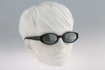 Emporio Armani 568 020, Vintage 90s silver mirrored black oval sunglasses - Image 1 of 4