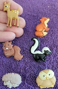 +Forest Animals Skunk Squirrel Owl Thumb Tacks Push Pins - 6pc Set - Unique! - Picture 1 of 4