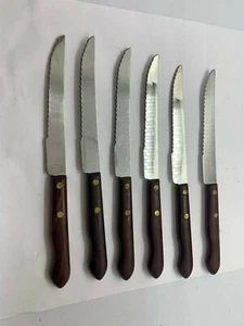 LOT OF 6 SHEFFIELD ENGLAND VINTAGE STEAK KNIVES STAINLESS STEEL - Picture 1 of 1