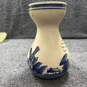 Delft Vintage Dutch Scene Hyacinth Bulb Vase, 15cm tall - Blue & White - Picture 1 of 9