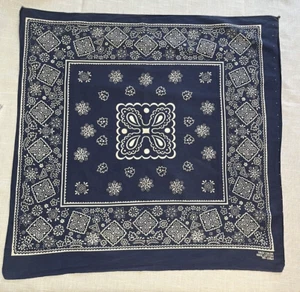 Vintage Fast Color Bandana Handkerchief Rockabilly Hankies Blue Biker RN-13960 - Picture 1 of 2