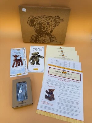 Steiff 2004 Club 微型浅蓝色 4 英寸马海毛玛格丽特熊带盒带真品证明 — 第 1/4 张图片