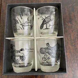 Set di 4 bicchieri da tiro Anchor Hocking Birds - Wild Turkey, Bobwhite Quail, Anatre - Foto 1 di 8