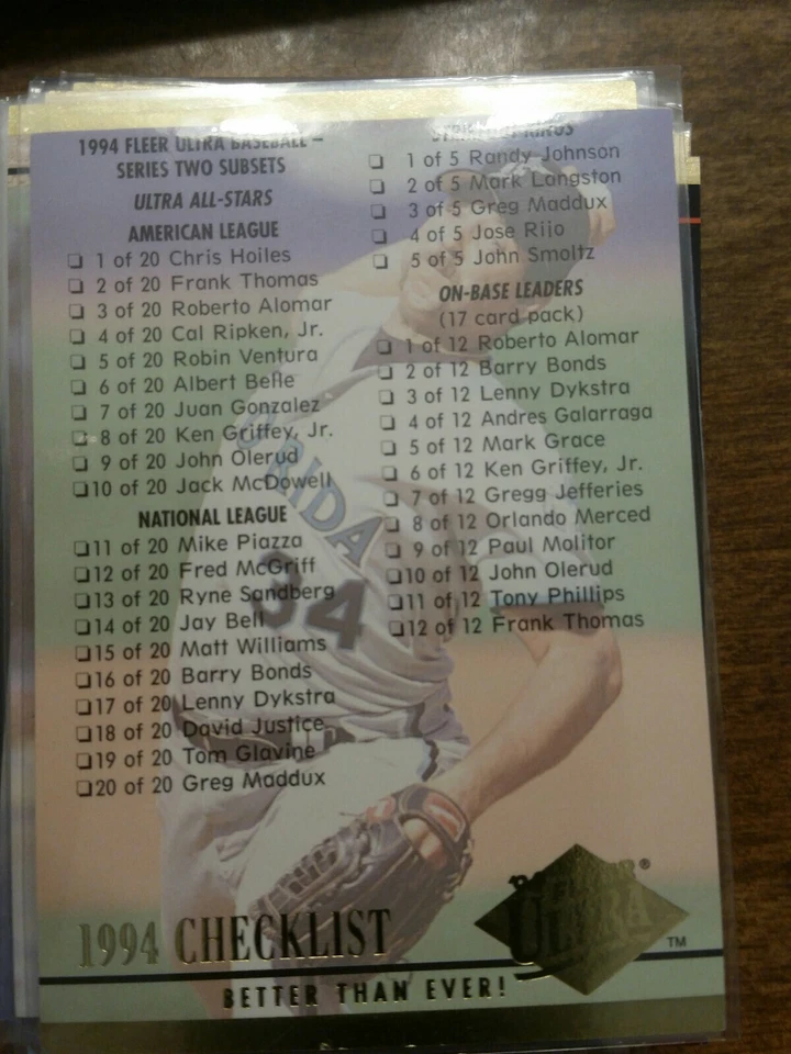 1994 Fleer Ultra Baseball Cards pick from list (501-600) - Image 1 of 1