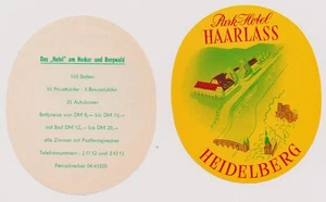 1950's Vintage Park Hotel Haarlass Travel Decal Luggage Label Heidelberg Germany - Picture 1 of 1