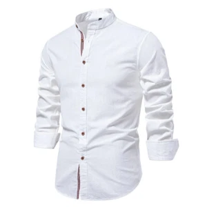 Camisa algodón para hombre, color liso, manga larga camisa de marca alta calidad - Picture 1 of 12