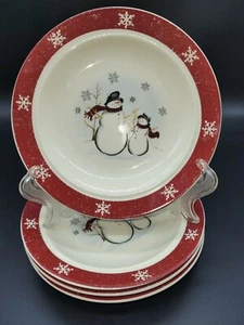 Juego de 4 platos de pan y mantequilla Royal Seasons RN1 muñeco de nieve de gres 6 1/2" - Imagen 1 de 4