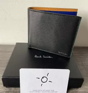 PAUL SMITH STRAW GRAINED LEATHER WALLET ARTIST STRIPE LINING MADE IN ITALY BNIB - Bild 1 von 10