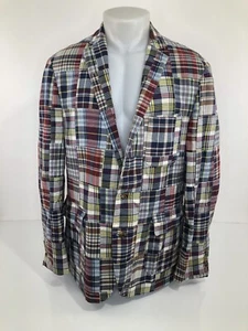 LANDS END - PATCHWORK Mens 44 R Plaid Blazer SportCoat Jacket - Picture 1 of 9