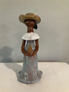 Statuina donna ceramica senza volto sudamericana vintage merce rossa scultura 7" bellezza - Foto 1 di 10