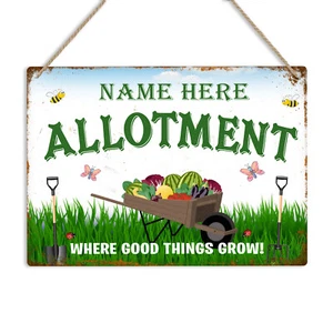 ALLOTMENT PERSONALISED Metal Sign Hanging Plaque Name Text Garden House Shed   - Picture 1 of 14